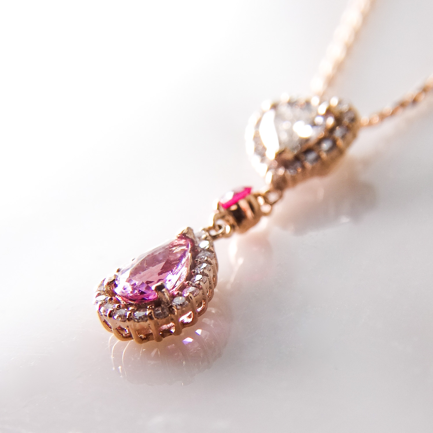 恋するピンク　ダイアモンドとピンクタンザナイトのペンダント